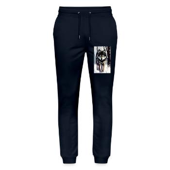 Wolf | Predator | Dog | Mystical - Stanley/Stella Mover Unisex Organic Jogging Trousers - navy - Front - Marisol (170cm) & Nik (191cm)