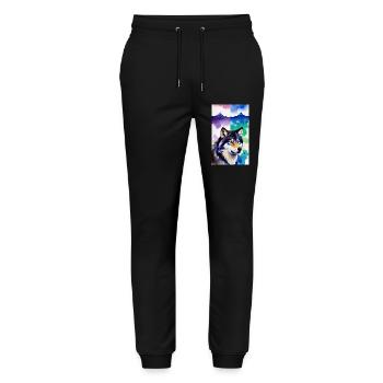 Loup | Prédateur | Chien | Mystique - Pantalon de jogging bio MOVER Stanley/Stella unisexe - noir - Devant - Marisol (170cm) & Nik (191cm)