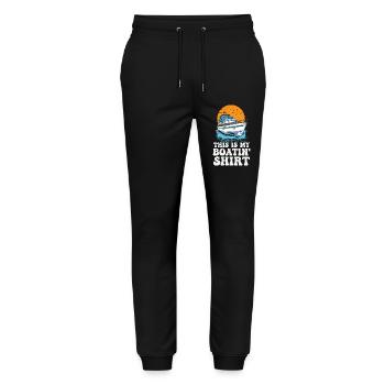 This Is My Boatin Shirt Lake Like Motorboating - Stanley/Stella Mover Unisex Organic Jogging Trousers - black - Front - Marisol (170cm) & Nik (191cm)