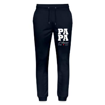Daddy of love since 2021 - Stanley/Stella Mover Unisex Organic Jogging Trousers - navy - Front - Marisol (170cm) & Nik (191cm)