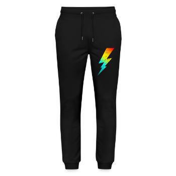 80s bolt lighting classic - Stanley/Stella Mover Unisex Organic Jogging Trousers - black - Front - Marisol (170cm) & Nik (191cm)