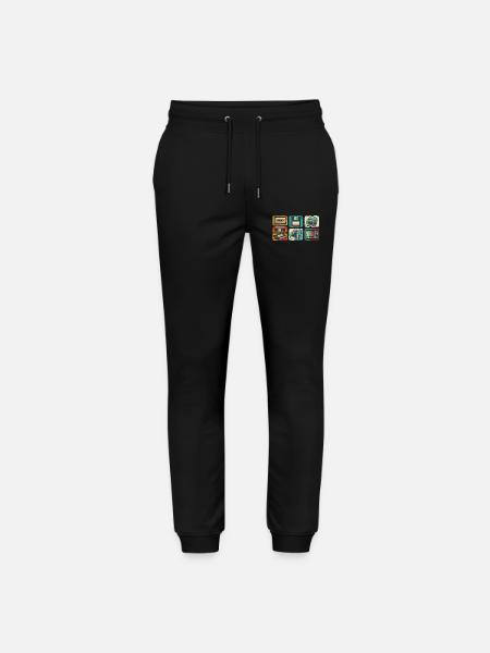Retro Tech Pop: 80s Cassette & TV - Stanley/Stella Mover Unisex Organic Jogging Trousers - black