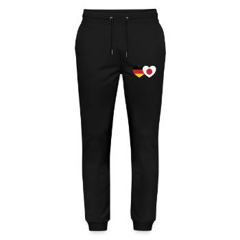 Germany Japan Flag Heart - Stanley/Stella Mover Unisex Organic Jogging Trousers - black - Front - Marisol (170cm) & Nik (191cm)