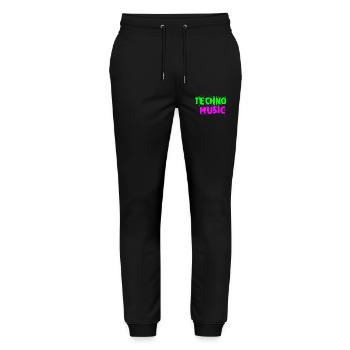 Techno-Musik - Stanley/Stella Unisex Bio Jogginghose Mover  - Schwarz - Vorne - Marisol (170cm) & Nik (191cm)