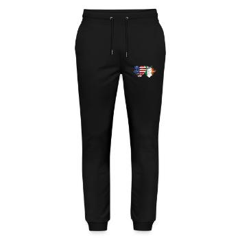 USA Ireland flag heart used - Stanley/Stella Mover Unisex Organic Jogging Trousers - black - Front - Marisol (170cm) & Nik (191cm)