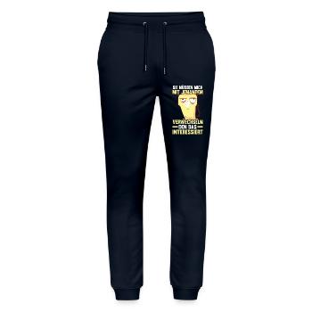 Funny sayings work colleagues office humor - Stanley/Stella Mover Unisex Organic Jogging Trousers - navy - Front - Marisol (170cm) & Nik (191cm)