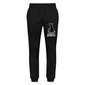 I’m Just Judging You – Sarcastic Black Cat Design - Stanley/Stella Mover Unisex Organic Jogging Trousers - black - Front - Marisol (170cm) & Nik (191cm)