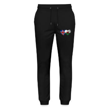Iceland Wales flag heart used - Stanley/Stella Mover Unisex Organic Jogging Trousers - black - Front - Marisol (170cm) & Nik (191cm)