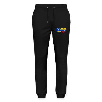 Curacao Venezuela flag heart used - Stanley/Stella Mover Unisex Organic Jogging Trousers - black - Front - Marisol (170cm) & Nik (191cm)