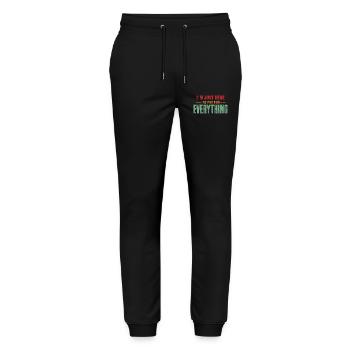 Ich bin nur hier, um alles zu bezahlen, lustiger Papa " - Stanley/Stella Unisex Bio Jogginghose Mover  - Schwarz - Vorne - Marisol (170cm) & Nik (191cm)