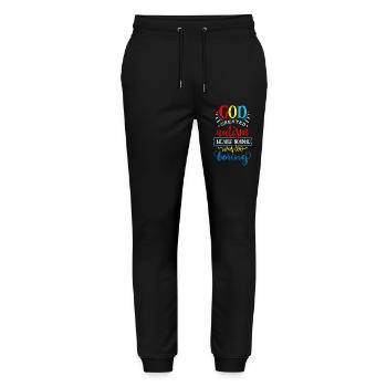 Autisme cadeau Asperger Parents Awareness Fort - Pantalon de jogging bio MOVER Stanley/Stella unisexe - noir - Devant - Marisol (170cm) & Nik (191cm)