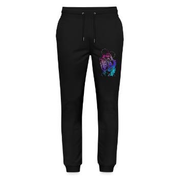 skull skeleton death halloween horror black dead - Stanley/Stella Mover Unisex Organic Jogging Trousers - black - Front - Marisol (170cm) & Nik (191cm)