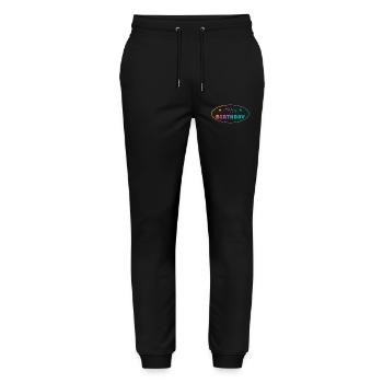 Tshirt happy birthday oval bunt - Stanley/Stella Mover Unisex Organic Jogging Trousers - black - Front - Marisol (170cm) & Nik (191cm)
