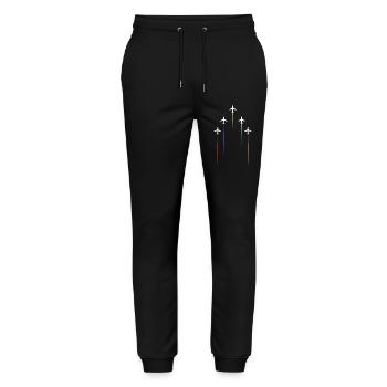 Farbige Freileitungen - Stanley/Stella Unisex Bio Jogginghose Mover  - Schwarz - Vorne - Marisol (170cm) & Nik (191cm)