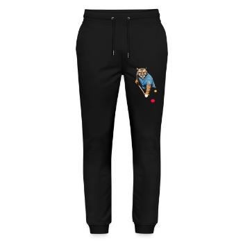 CHAT JOUANT AU SNOOKER, BILLARD, BILLARD TIGER - Pantalon de jogging bio MOVER Stanley/Stella unisexe - noir - Devant - Marisol (170cm) & Nik (191cm)