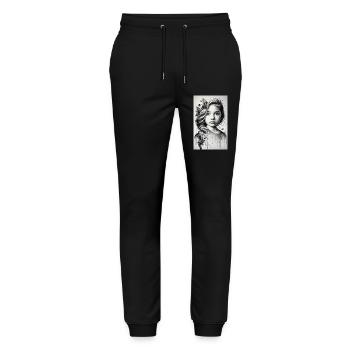 girl in black and white - Stanley/Stella Mover Unisex Organic Jogging Trousers - black - Front - Marisol (170cm) & Nik (191cm)