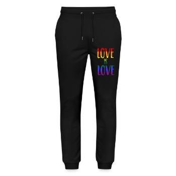 Love is Love Gay Pride LGBT Rainbow - Stanley/Stella Mover Unisex Organic Jogging Trousers - black - Front - Marisol (170cm) & Nik (191cm)