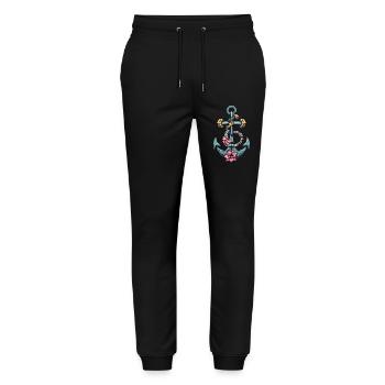 Port d’ancrage - Pantalon de jogging bio MOVER Stanley/Stella unisexe - noir - Devant - Marisol (170cm) & Nik (191cm)