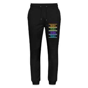 1984 Retro Stripes - Stanley/Stella Mover Unisex Organic Jogging Trousers - black - Front - Marisol (170cm) & Nik (191cm)