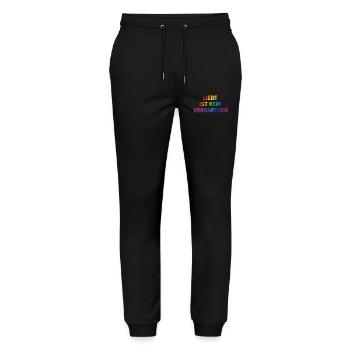 Love Is Not a Crime – Clear Message - Stanley/Stella Mover Unisex Organic Jogging Trousers - black - Front - Marisol (170cm) & Nik (191cm)