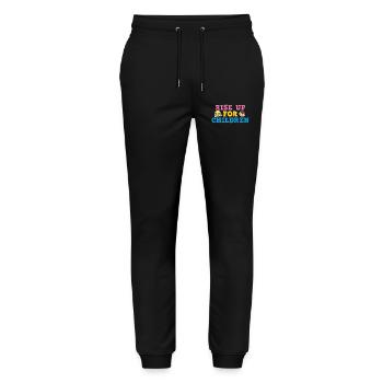 Rise Up For Children Cute Advocacy Kids Graphic - Stanley/Stella Mover Unisex Organic Jogging Trousers - black - Front - Marisol (170cm) & Nik (191cm)