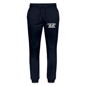 Ensemble Chemise We Are America - Pantalon de jogging bio MOVER Stanley/Stella unisexe - marine - Devant - Marisol (170cm) & Nik (191cm)