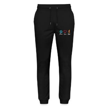 Frieden Liebe Laufen - Stanley/Stella Unisex Bio Jogginghose Mover  - Schwarz - Vorne - Marisol (170cm) & Nik (191cm)
