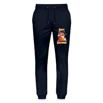 Halloween – Happy Halloween Pumpkin with Candy - Stanley/Stella Mover Unisex Organic Jogging Trousers - navy - Front - Marisol (170cm) & Nik (191cm)