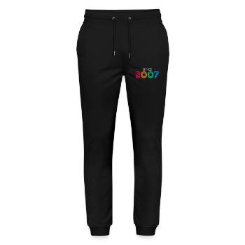 Seit 2007 | Vintage-Retro-Farbenes Jahr - Stanley/Stella Unisex Bio Jogginghose Mover  - Schwarz - Vorne - Marisol (170cm) & Nik (191cm)