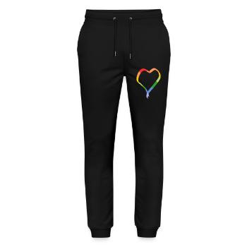 Regenbogenherz gezeichnet - Stanley/Stella Unisex Bio Jogginghose Mover  - Schwarz - Vorne - Marisol (170cm) & Nik (191cm)