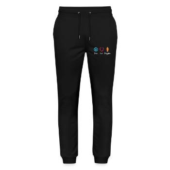 Peace Love Firefighter - Stanley/Stella Unisex Bio Jogginghose Mover  - Schwarz - Vorne - Marisol (170cm) & Nik (191cm)