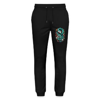 serpent squelette et tatouage - Pantalon de jogging bio MOVER Stanley/Stella unisexe - noir - Devant - Marisol (170cm) & Nik (191cm)
