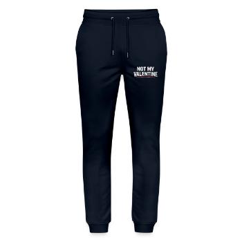 NOT MY VALENTINE Shirt - Anti-Saint-Valentin - Pantalon de jogging bio MOVER Stanley/Stella unisexe - marine - Devant - Marisol (170cm) & Nik (191cm)