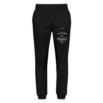 funny hippy disarmament gift idea pride birthday - Stanley/Stella Unisex Bio Jogginghose Mover  - Schwarz - Vorne - Marisol (170cm) & Nik (191cm)