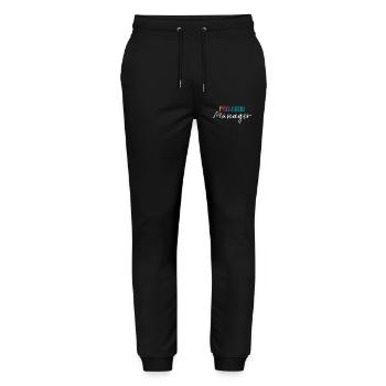 Design FeelgoodManager white colorful - Stanley/Stella Mover Unisex Organic Jogging Trousers - black - Front - Marisol (170cm) & Nik (191cm)
