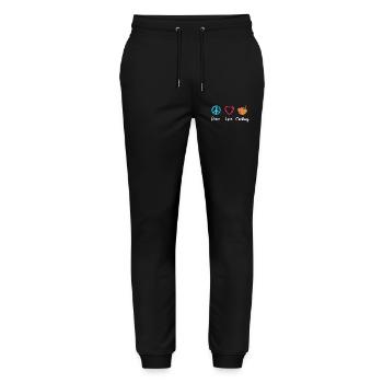 Peace Love Cooking - Stanley/Stella Mover Unisex Organic Jogging Trousers - black - Front - Marisol (170cm) & Nik (191cm)
