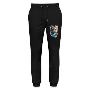 Katze und Blume Aquarell - Stanley/Stella Unisex Bio Jogginghose Mover  - Schwarz - Vorne - Marisol (170cm) & Nik (191cm)