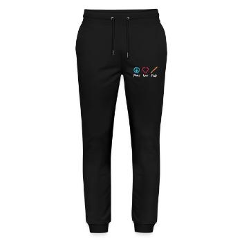 Frieden Liebe Flöte - Stanley/Stella Unisex Bio Jogginghose Mover  - Schwarz - Vorne - Marisol (170cm) & Nik (191cm)