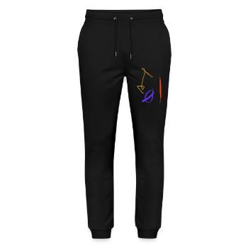 Südanerikanische Abstraktheit in gelb rot blau - Stanley/Stella Unisex Bio Jogginghose Mover  - Schwarz - Vorne - Marisol (170cm) & Nik (191cm)