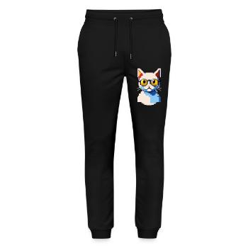 Pix the Cat - Stanley/Stella Mover Unisex Organic Jogging Trousers - black - Front - Marisol (170cm) & Nik (191cm)