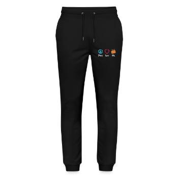Peace Love 80s - Stanley/Stella Mover Unisex Organic Jogging Trousers - black - Front - Marisol (170cm) & Nik (191cm)