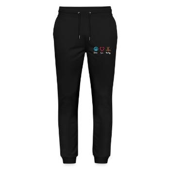 Frieden Liebe Eishockey - Stanley/Stella Unisex Bio Jogginghose Mover  - Schwarz - Vorne - Marisol (170cm) & Nik (191cm)