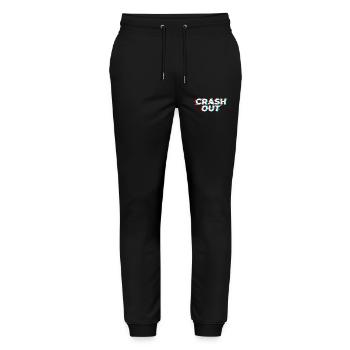 Crash Out – Glitch-Stil weiß-rot-cyan - Stanley/Stella Unisex Bio Jogginghose Mover  - Schwarz - Vorne - Marisol (170cm) & Nik (191cm)