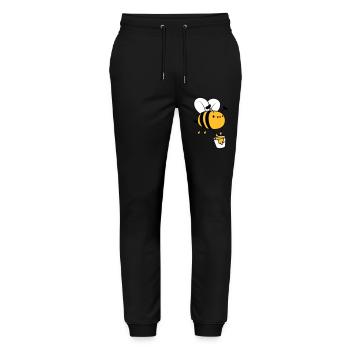 Honig Eimer Biene - Stanley/Stella Unisex Bio Jogginghose Mover  - Schwarz - Vorne - Marisol (170cm) & Nik (191cm)