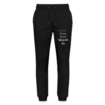 Frauen, Geld, Macht = Unaufhaltsames Trio - Stanley/Stella Unisex Bio Jogginghose Mover  - Schwarz - Vorne - Marisol (170cm) & Nik (191cm)
