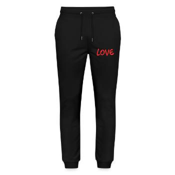 VALENTINSTAG. Junggesellinnenabschied. ICH LIEBE DICH. ICH LIEBE DICH. LIEBE - Stanley/Stella Unisex Bio Jogginghose Mover  - Schwarz - Vorne - Marisol (170cm) & Nik (191cm)