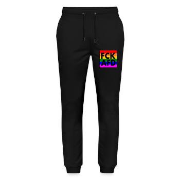 Fck afd - Stanley/Stella Mover Unisex Organic Jogging Trousers - black - Front - Marisol (170cm) & Nik (191cm)