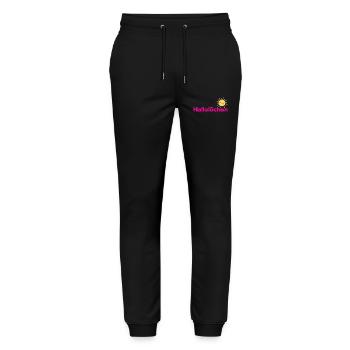 HALOLÖCHEN, SÜSSE BEGRÜSSUNG MIT SONNE, POSITIVITY - Stanley/Stella Unisex Bio Jogginghose Mover  - Schwarz - Vorne - Marisol (170cm) & Nik (191cm)