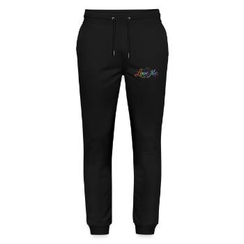 Love Me Say Colorful Text Drawing Art Print - Stanley/Stella Mover Unisex Organic Jogging Trousers - black - Front - Marisol (170cm) & Nik (191cm)