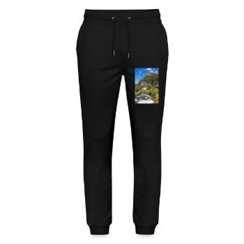 Geiranger panorama view from Storseterfossen - Stanley/Stella Unisex Bio Jogginghose Mover  - Schwarz - Vorne - Marisol (170cm) & Nik (191cm)